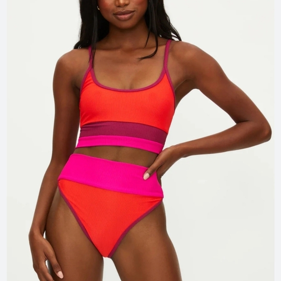 New!SET Beach Riot Eva and Emmy in Be mine Colorblock Bikini. - Picture 1 of 13